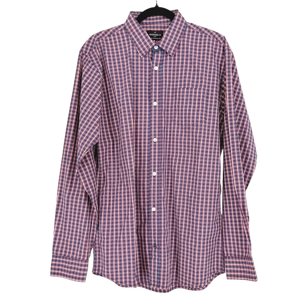 Mens Preppy Nautical Plaid Button Down Shirt Long Sleeve Sz L‎ Coastal Red Blue